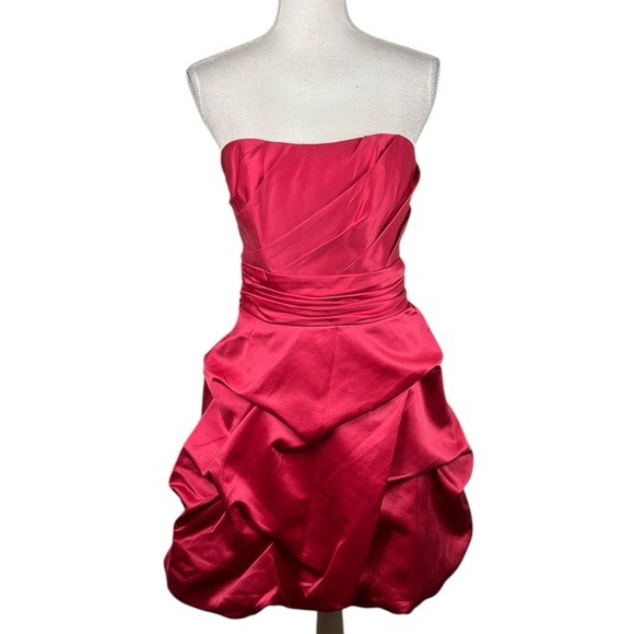 David's Bridal Dresses & Skirts - David's Bridal Raspberry Pink 80's Style Strapless Satin Prom Wedding Dress 4